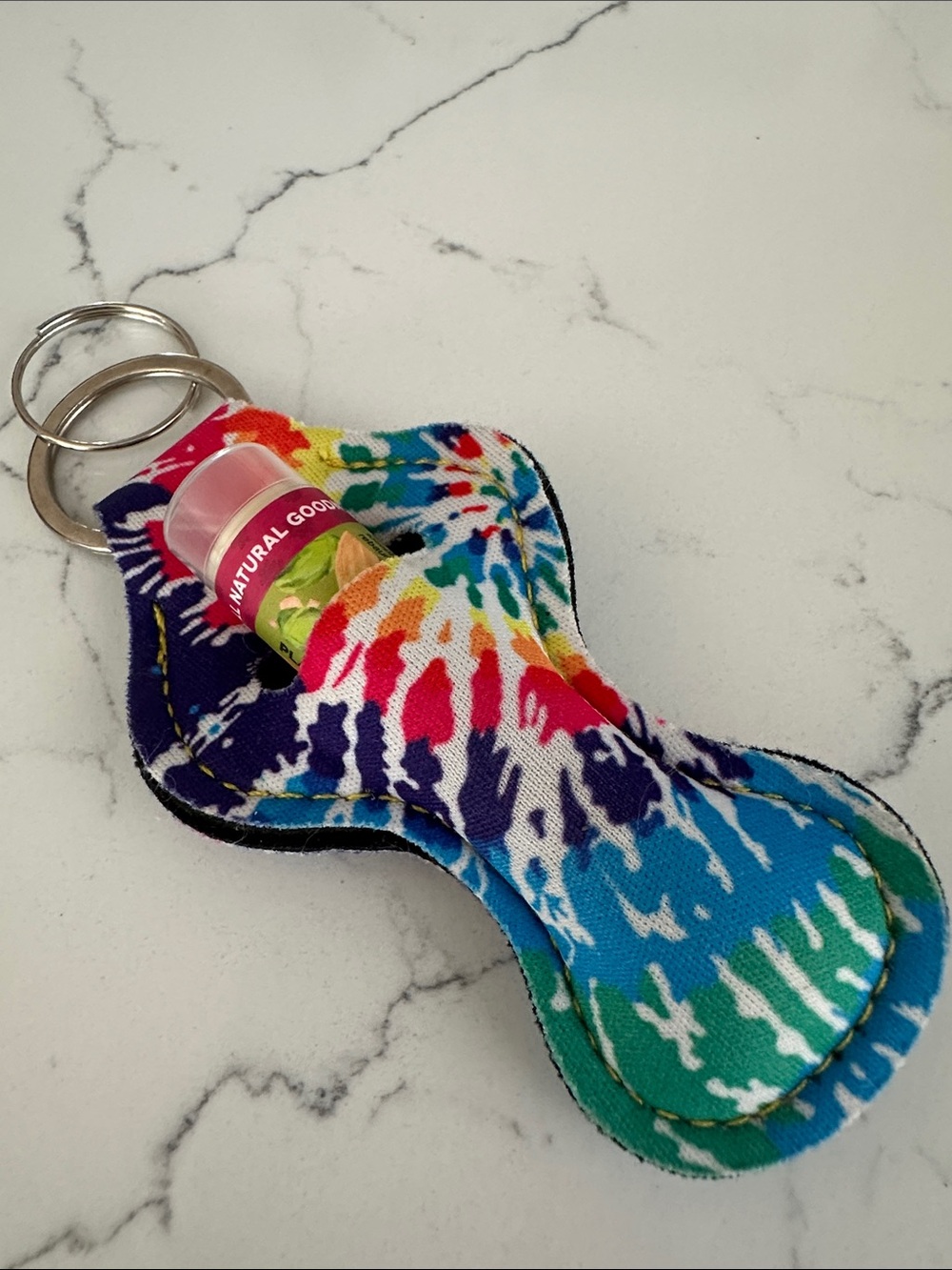 Tie-Dye Neoprene Lip Balm Keychain Holder